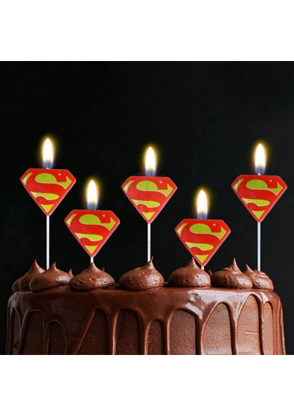 Superman Bırthday Candle Vıp Kalite Süpermen Pasta Mumu 5 Adet Süpermen Doğum Günü Mumu Superman Mum