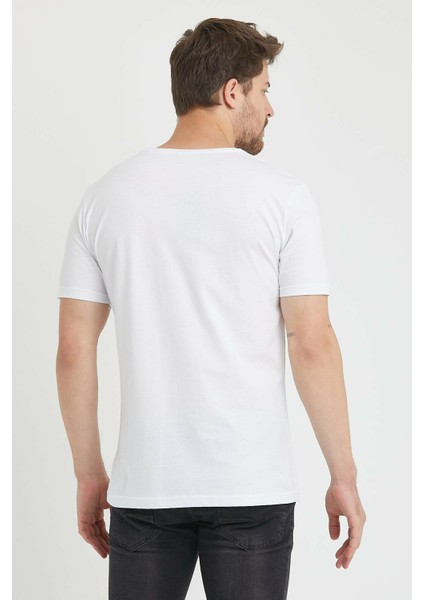 Erkek Beyaz Regular Bisiklet Yaka T-Shirt fiyatları