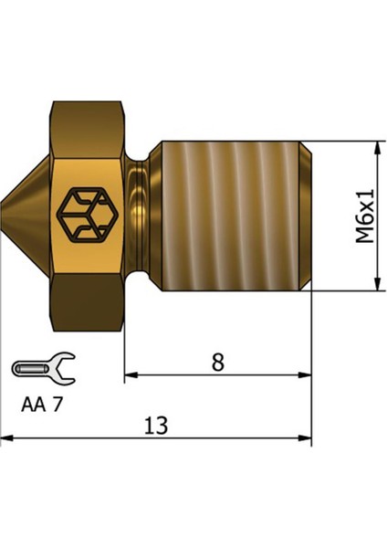 Csa E3D V6 Pirinç Nozzle(0.2mm)
