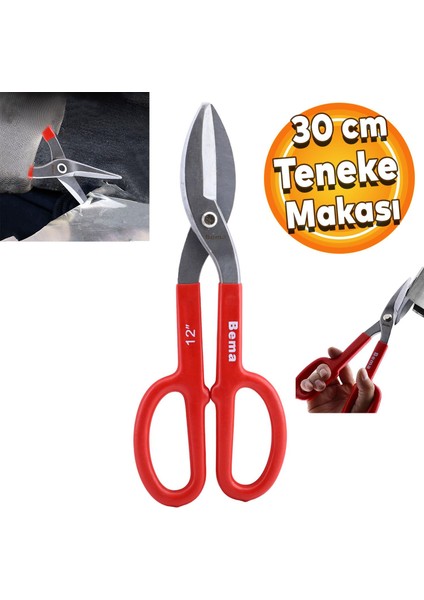Bema Izole Saplı Tenekeci Sac Kesme Makası 30 cm