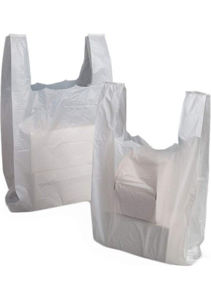 Kalın Kırık Beyaz Poşet Küçük Boy 5 kg Hışır Atlet Poşet Market Manav Poşeti