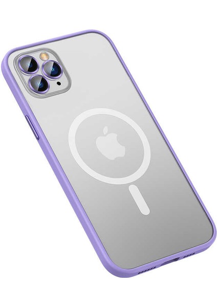 Apple iPhone 12 Pro Max Kılıf Mokka Tacsafe Lens Korumalı Hassa Tuş Mat Yüzey Mor