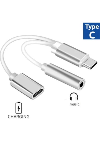 Type-C 2 In 1 Şarj ve Aux Kablosu