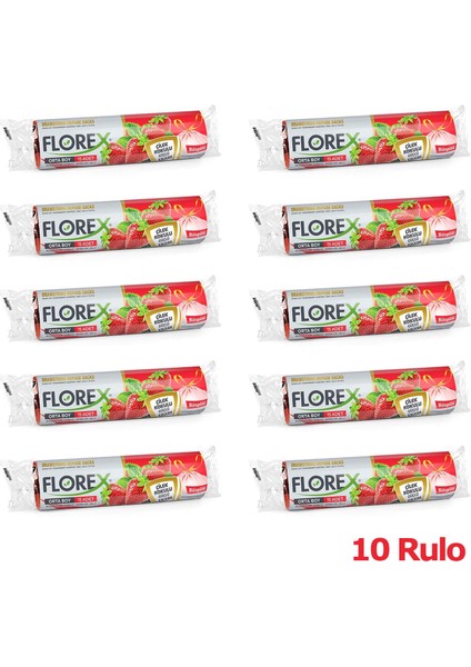 40 Litre Büzgülü Çilek Kokulu Çöp Torbası Poşeti / 55 x 60 Cm. - 10 Adetlik 10 Rulo