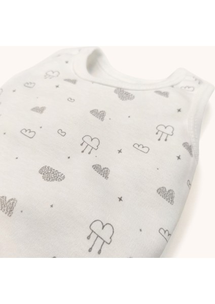 Dinazor Desenli Mavi ve Bulutlu Beyaz Alttan Çıtçıtlı Kolsuz Unisex Zıbın Seti fırsatları