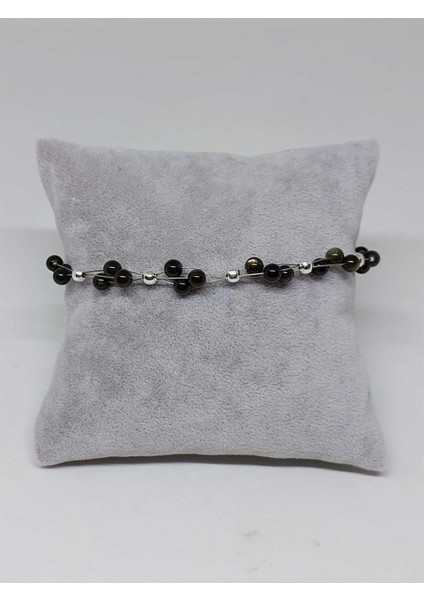 Golden & Siyah Obsidyen Taşı Bileklik 4mm fiyatları
