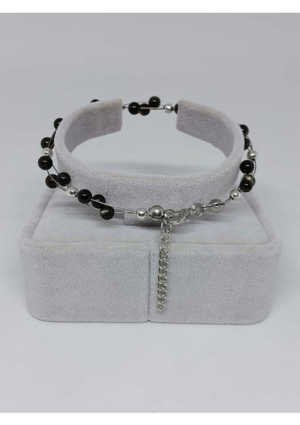 Golden & Siyah Obsidyen Taşı Bileklik 4mm modelleri