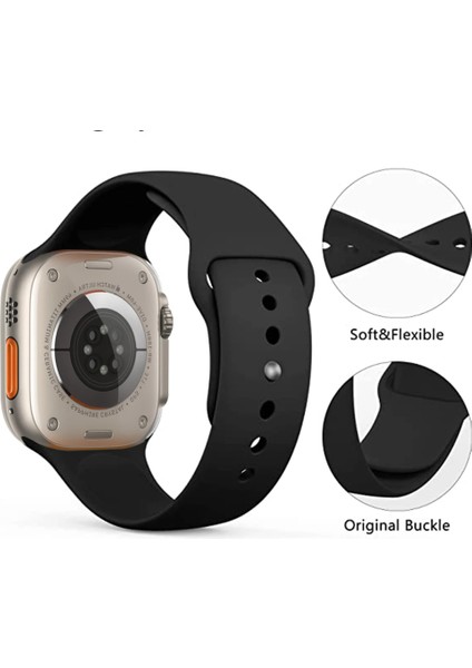Apple Watch Uyumlu 3 4 5 6 7 8 Se 38MM 40MM 41MM Silikon Kordon Kayış Soft Yapı Yumuşak Klasik Voyoklas