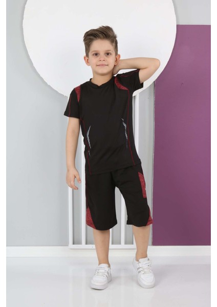 Erkek Çocuk Dalgıç Kumaş Spor Şort Tişört Bermuda Alt-Üst Takım-ET-0001