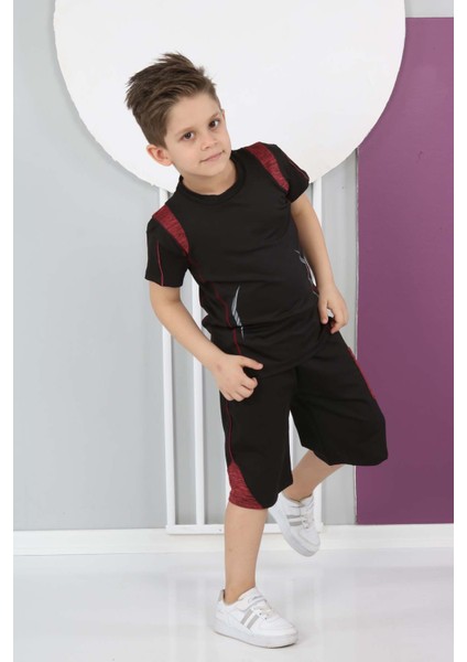 Erkek Çocuk Dalgıç Kumaş Spor Şort Tişört Bermuda Alt-Üst Takım-ET-0001