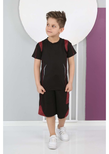 Erkek Çocuk Dalgıç Kumaş Spor Şort Tişört Bermuda Alt-Üst Takım-ET-0001