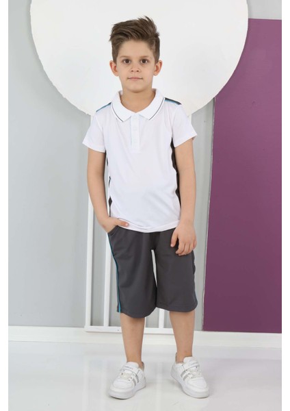 Erkek Çocuk Dalgıç Kumaş Spor Şort Tişört Bermuda Alt-Üst Takım-ET-0001