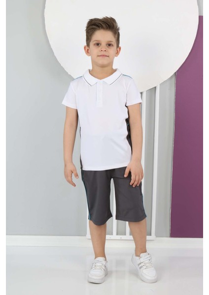 Erkek Çocuk Dalgıç Kumaş Spor Şort Tişört Bermuda Alt-Üst Takım-ET-0001