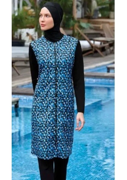 Irene 8050 Tam Boy Lycralı Büyük Beden Dijital Desen Tesettür Mayo fiyatları