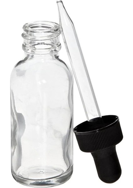 Beyaz Şeffaf Cam Şişe Cam Damlalık 30 ml
