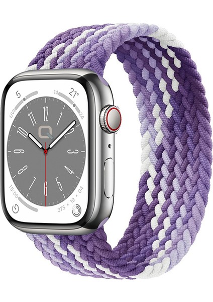 Solo Loop Örgü Kordon, Apple Watch Series SE/11/10/9/8/7/6/5/Ultra Uyumlu 49mm-46mm-45mm-44mm, Small, Gradyan Mor