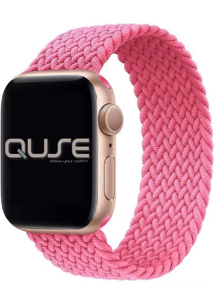 Solo Loop Örgü Kordon, Apple Watch Series SE/11/10/9/8/7/6/5/Ultra Uyumlu 49mm-46mm-45mm-44mm, Small, Pembe