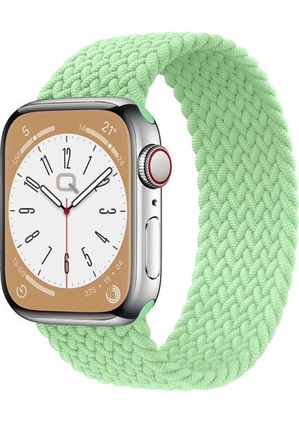 Solo Loop Örgü Kordon, Apple Watch Series SE/11/10/9/8/7/6/5/Ultra Uyumlu 49mm-46mm-45mm-44mm, Small, Fıstık Yeşili