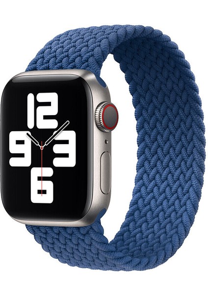 Solo Loop Örgü Kordon, Apple Watch Series SE/11/10/9/8/7/6/5/Ultra Uyumlu 49mm-46mm-45mm-44mm, Small, Mavi