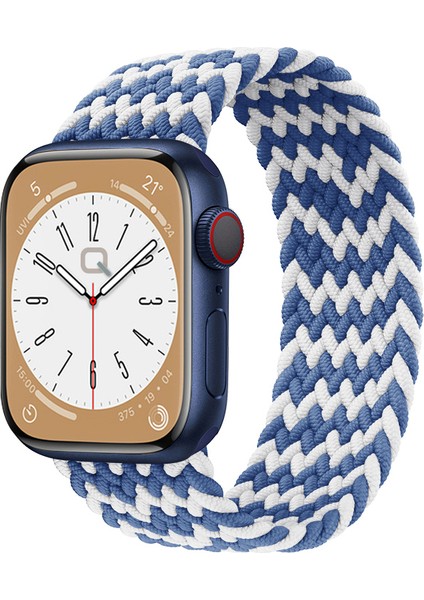 Solo Loop Örgü Kordon, Apple Watch Series SE/10/9/8/7/6/5/4/3/Ultra Uyumlu 49mm-46mm-45mm-44mm-42mm, Medium, Mavi Dalga