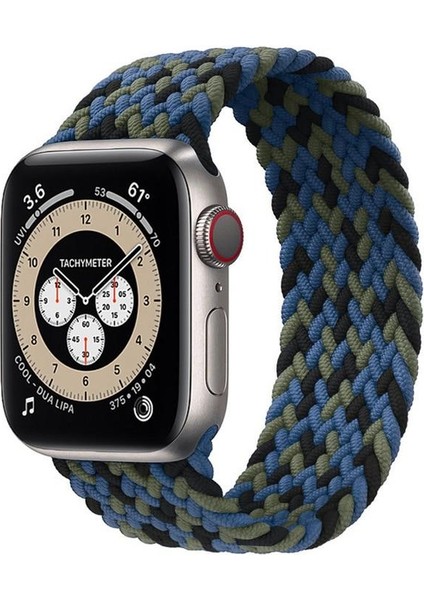Solo Loop Örgü Kordon, Apple Watch Series SE/10/9/8/7/6/5/4/3/Ultra Uyumlu 49mm-46mm-45mm-44mm-42mm, Medium, Blue Mix
