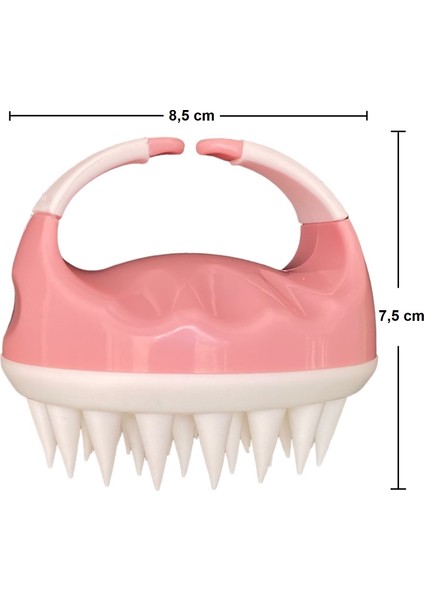 LOM1403 Yumuşak Silikon Dişli Saç Derisi Masaj Şampuan Duş Fırçası Pembe - Beyaz