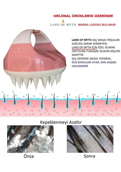 LOM1403 Yumuşak Silikon Dişli Saç Derisi Masaj Şampuan Duş Fırçası Pembe - Beyaz