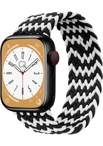 Solo Loop Örgü Kordon, Apple Watch Series SE/11/10/9/8/7/6/5/Ultra Uyumlu 49mm-46mm-45mm-44mm, Small, Siyah Dalga