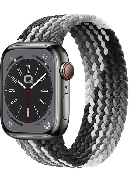 Solo Loop Örgü Kordon, Apple Watch Series SE/10/9/8/7/6/5/4/3/Ultra Uyumlu 49mm-46mm-45mm-44mm-42mm, Medium, Gradyan Siyah