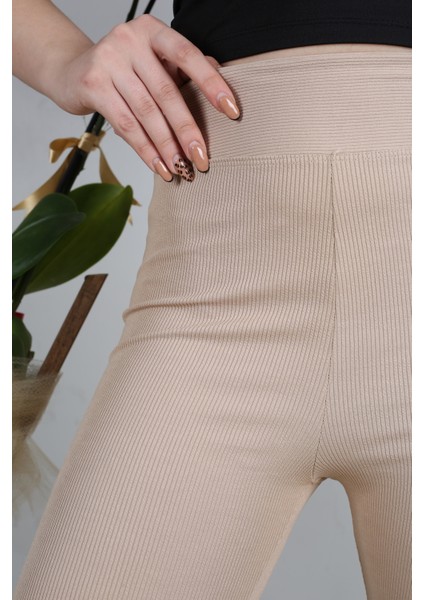 Kadın Bej Fitilli Tayt KFD2022-16 fiyatları