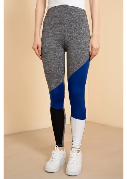 Kadın Gri Renk Bloklu Spor Tayt 00202G modelleri