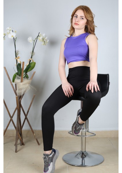 Kadın Siyah Fitilli Tayt KFD2022-01