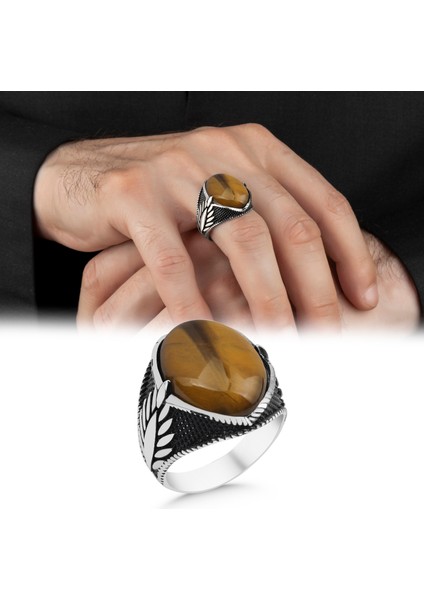 Kaplangözü Taşlı 925 Ayar Gümüş Erkek Yüzük