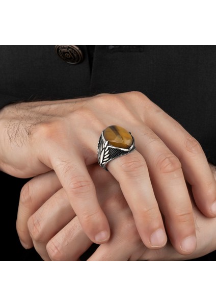 Kaplangözü Taşlı 925 Ayar Gümüş Erkek Yüzük fiyatları