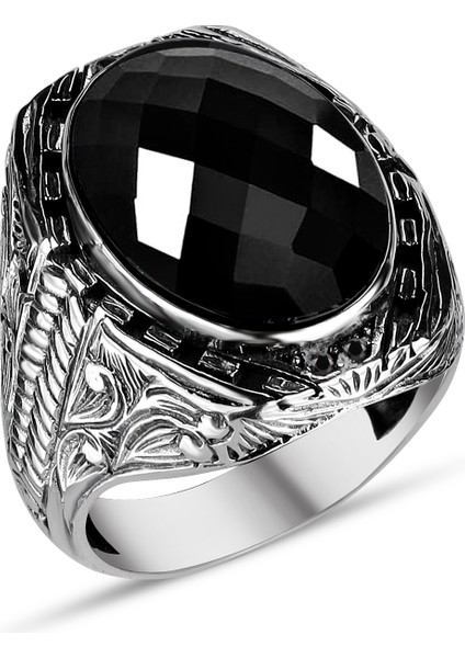Siyah Zirkon Taşlı 925 Ayar Gümüş Erkek Yüzük fiyatları