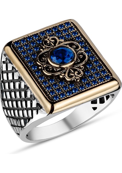 Mikro Zirkon Taşlı 925 Ayar Gümüş Erkek Yüzük