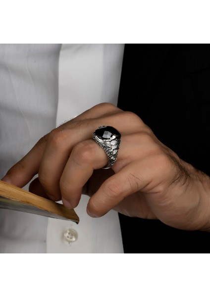 Zirkon 925 Ayar Gümüş Erkek Yüzük