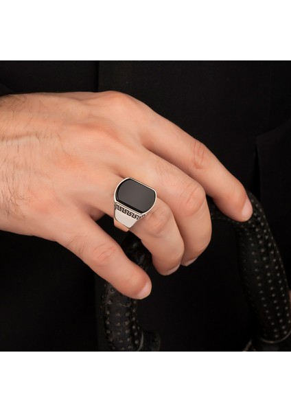 Oniks Taşlı 925 Ayar Gümüş