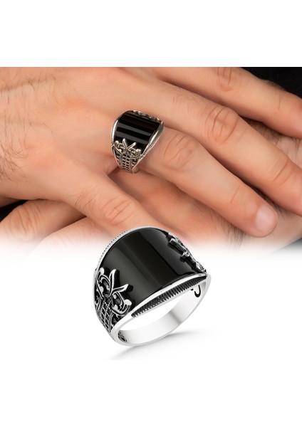 Oniks Taşlı 925 Ayar Gümüş Yüzük modelleri