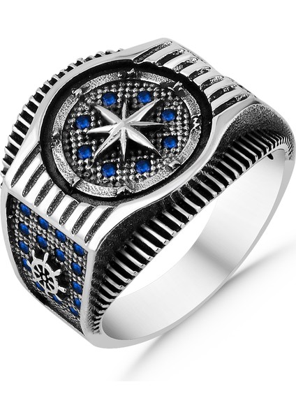 925 Ayar Gümüş Yüzük Mavi Taşlı fiyatları