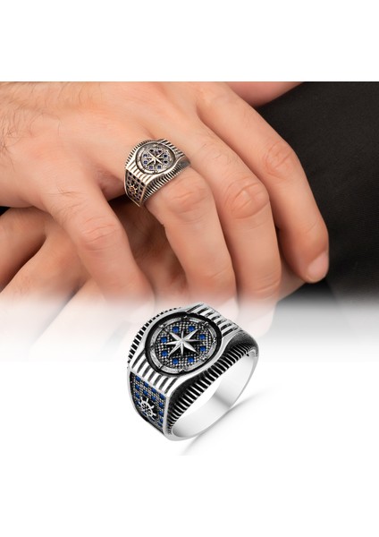 925 Ayar Gümüş Yüzük Mavi Taşlı modelleri