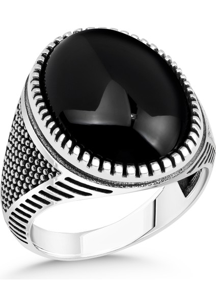 Siyah Oniks Taşlı 925 Ayar Gümüş Erkek Yüzük modelleri