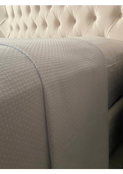 %100 Pamuklu Çift Kişilik Pike Gri 220 x 240CM
