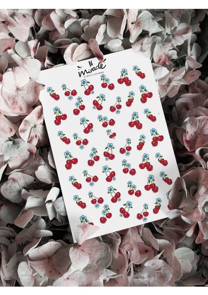 Kiraz Tırnak Dövmesi Tırnak Tattoo Nail Art Tırnak Sticker
