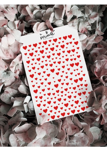Kırmızı Kalpler Tırnak Dövmesi Tırnak Tattoo Nail Art Tırnak Sticker