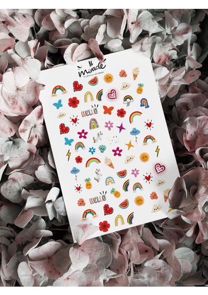 Cartoon Şekiller Tırnak Dövmesi Tırnak Tattoo Nail Art Tırnak Sticker