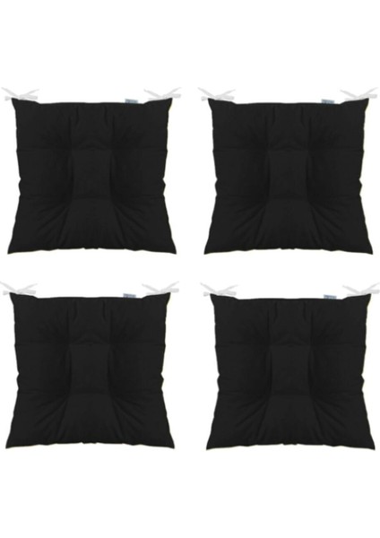 4'lü Kombin Pofidik Kare Sandalye Minderi 40 x 40 cm Siyah