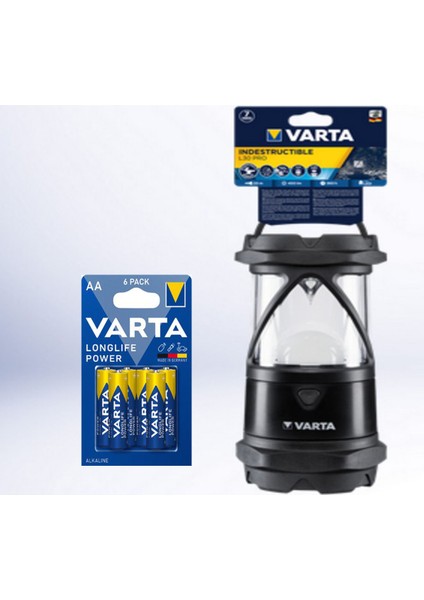 Aysima-Varta 18761 Indestructıble L30 Pro Camp Feneri + Varta Alkalın 6 Lı Pil