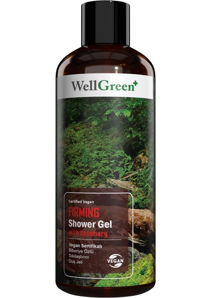 Wellgreen+ Vegan Sertifikalı Biberiye Özlü Sıkılaştırıcı Duş Jeli - 400 ml