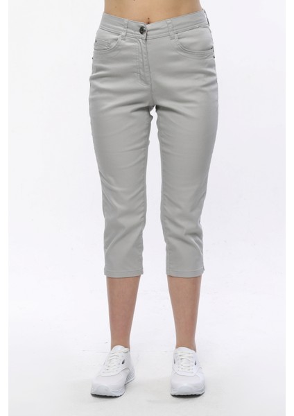 Yüksek Bel Klasik Likralı Keten Büyük Beden Kapri